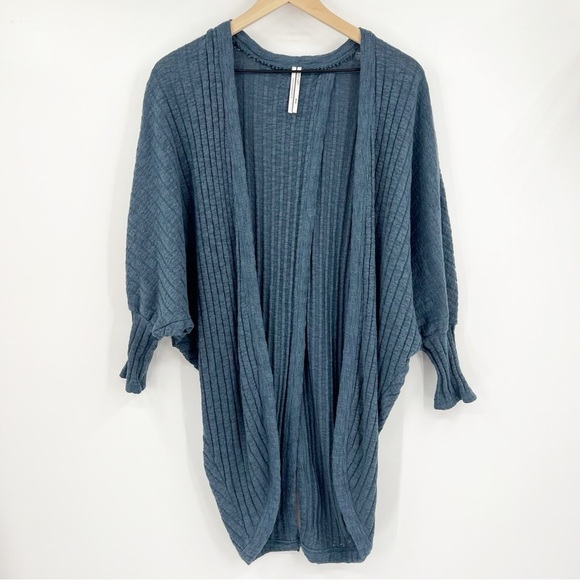 Anthropologie Lettie Tulip-Back Split Cardigan Blue Gray SP/MP - Picture 4 of 10